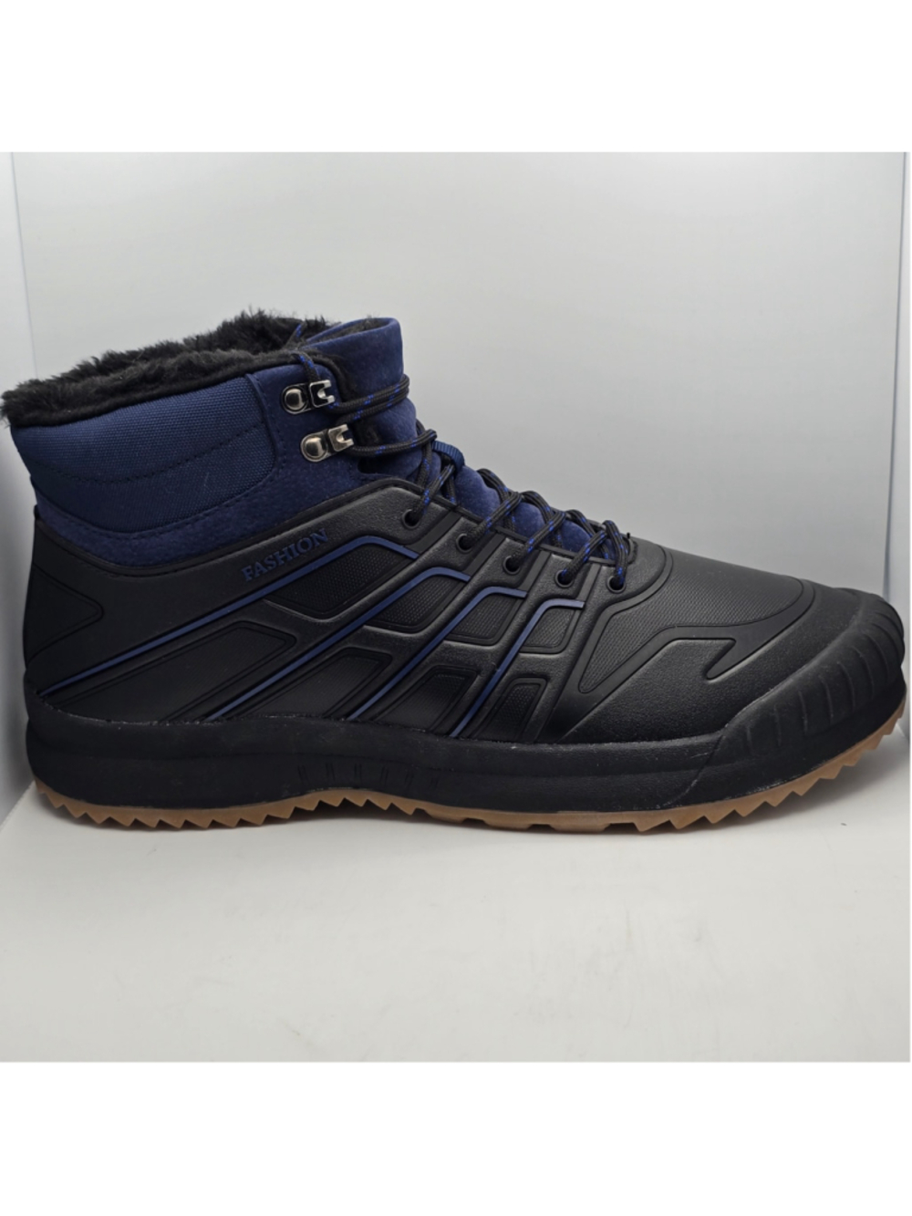 Men's Unbranded Winter Boots Black and Blue Faux Fur Lined 11 men's